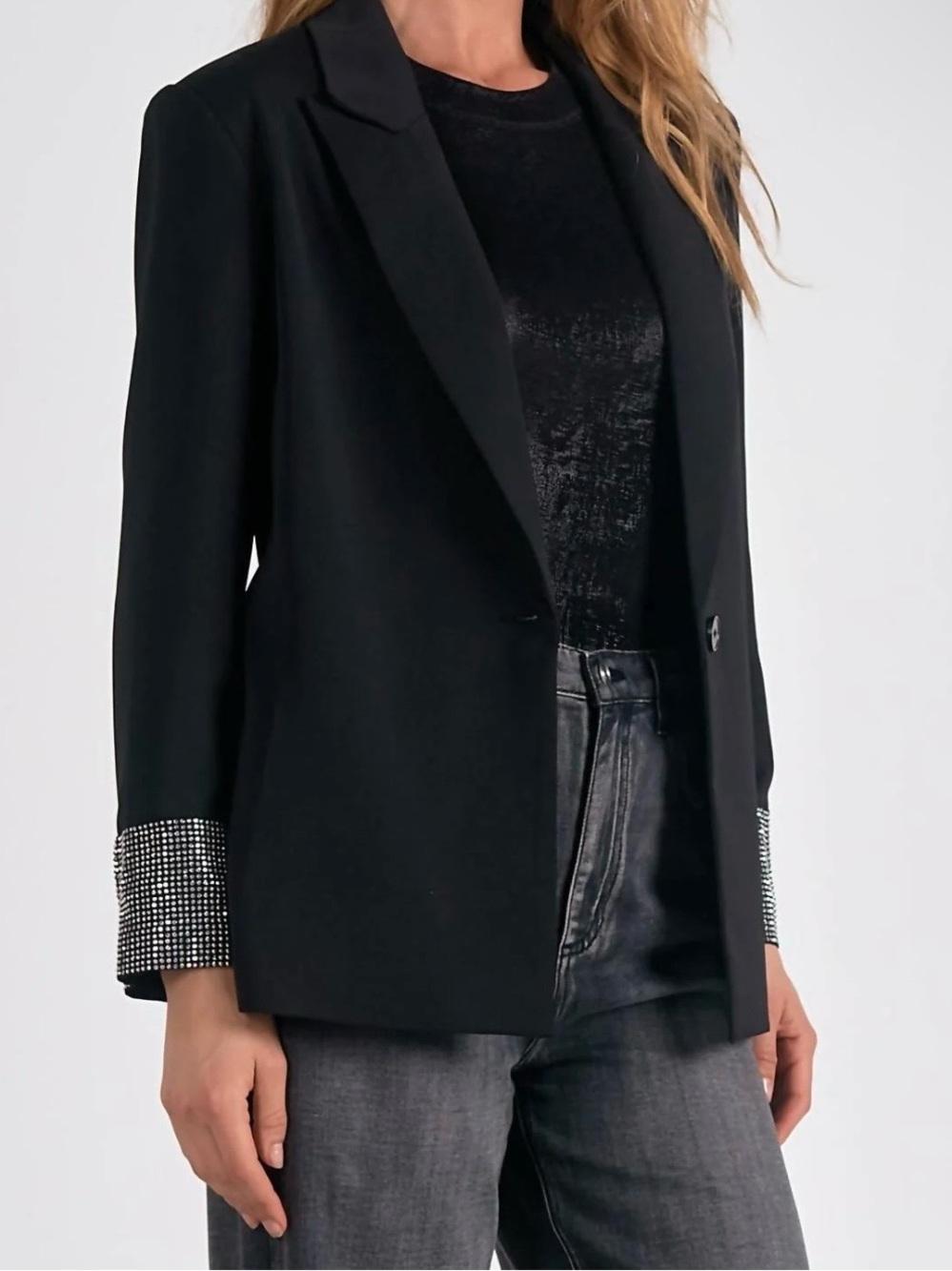Elan - JACKET WITH RHINESTONE SLEEVE DETAIL